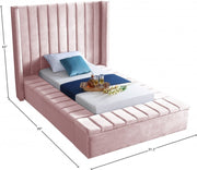 Kiki Velvet Twin Bed (3 Boxes) Pink - Gate FurnitureTwin Bed
