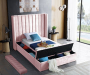 Kiki Velvet Twin Bed (3 Boxes) Pink - Gate FurnitureTwin Bed