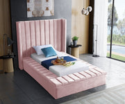 Kiki Velvet Twin Bed (3 Boxes) Pink - Gate FurnitureTwin Bed