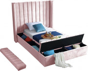Kiki Velvet Twin Bed (3 Boxes) Pink - Gate FurnitureTwin Bed