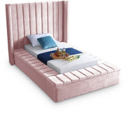 Kiki Velvet Twin Bed (3 Boxes) Pink - Gate FurnitureTwin Bed