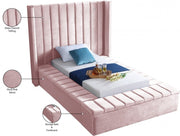 Kiki Velvet Twin Bed (3 Boxes) Pink - Gate FurnitureTwin Bed