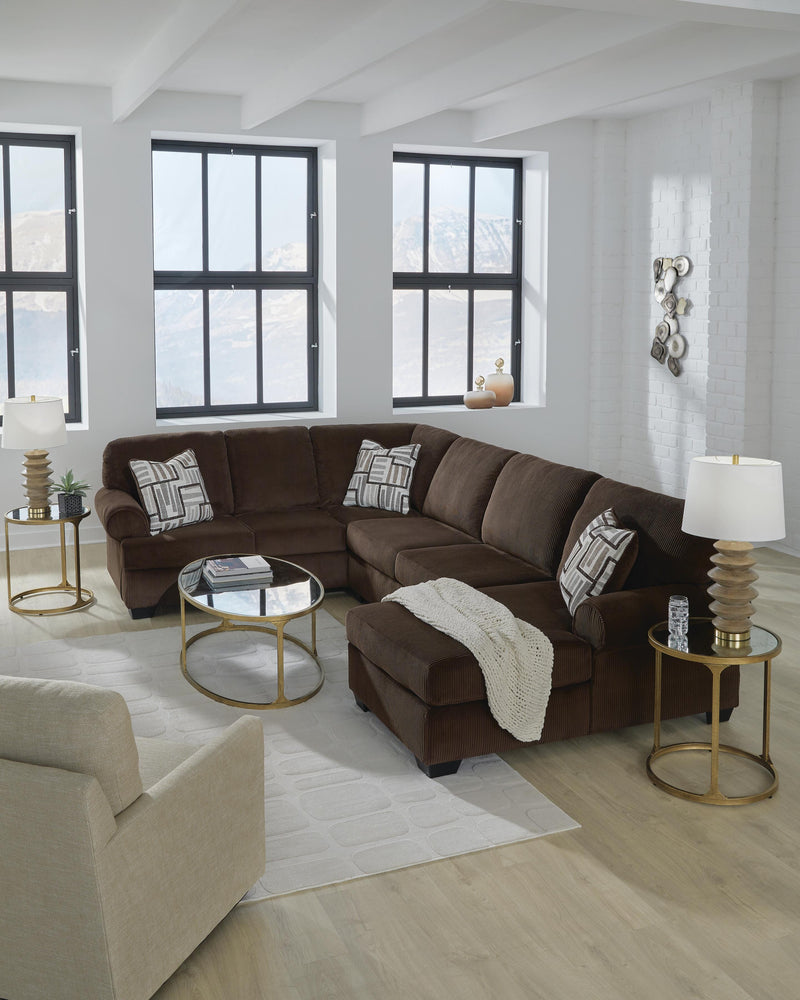 Kimlee Chocolate 3-Piece Sectional with Chaise - PC35603S2