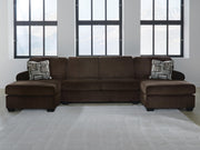 Kimlee Chocolate 3-Piece Sectional with Double Chaise - PC35603S3