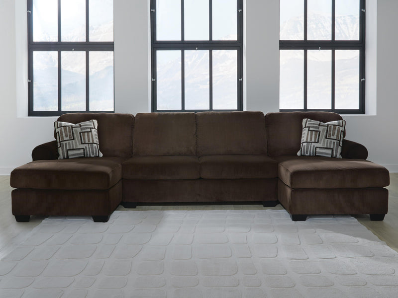 Kimlee Chocolate 3-Piece Sectional with Double Chaise - PC35603S3