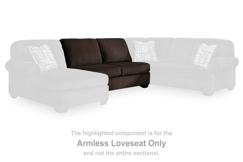 Kimlee Chocolate Armless Loveseat - PC3560334