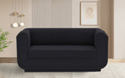 Kimora 64.5" Linen Textured Fabric Upholstered Loveseat in Black - 151Black-L