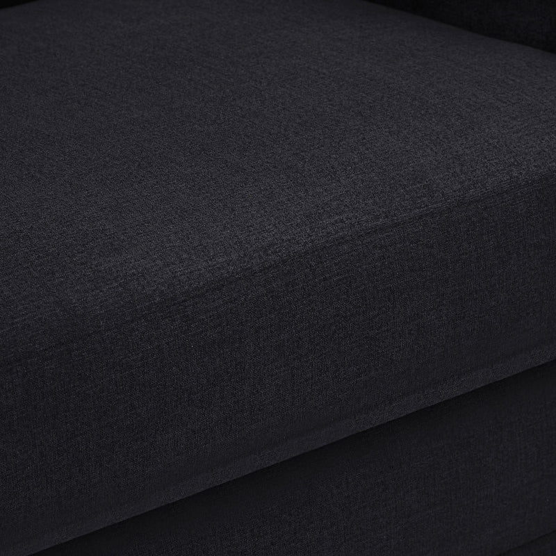 Kimora 64.5" Linen Textured Fabric Upholstered Loveseat in Black - 151Black-L