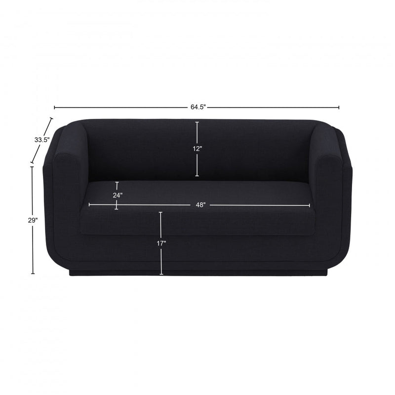 Kimora 64.5" Linen Textured Fabric Upholstered Loveseat in Black - 151Black-L