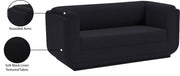 Kimora 64.5" Linen Textured Fabric Upholstered Loveseat in Black - 151Black-L