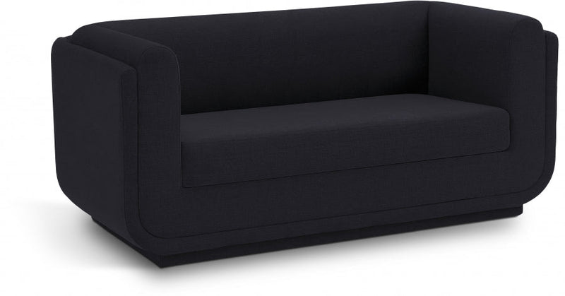 Kimora 64.5" Linen Textured Fabric Upholstered Loveseat in Black - 151Black-L