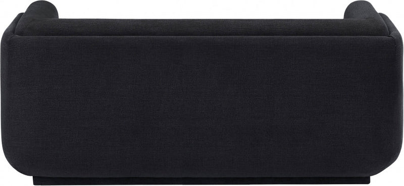 Kimora 64.5" Linen Textured Fabric Upholstered Loveseat in Black - 151Black-L