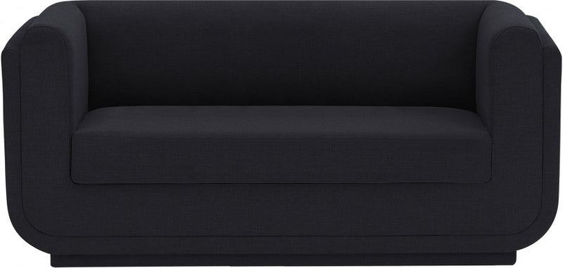 Kimora 64.5" Linen Textured Fabric Upholstered Loveseat in Black - 151Black-L
