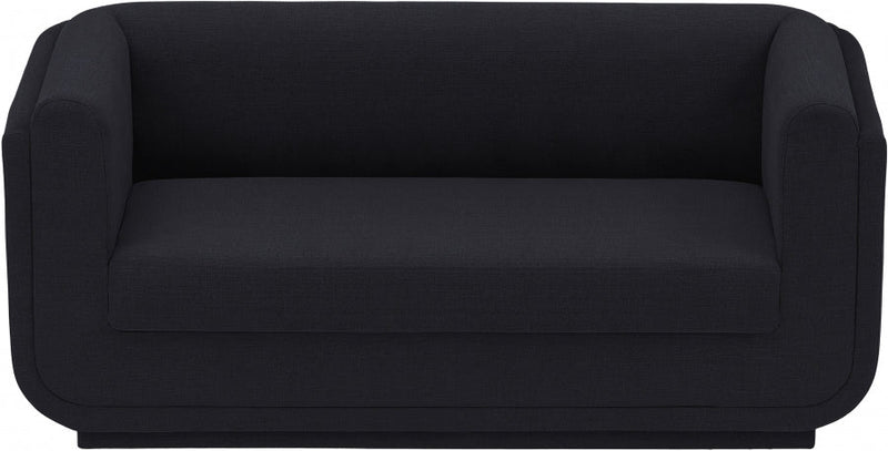 Kimora 64.5" Linen Textured Fabric Upholstered Loveseat in Black - 151Black-L