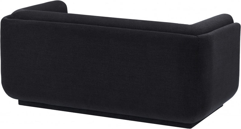 Kimora 64.5" Linen Textured Fabric Upholstered Loveseat in Black - 151Black-L