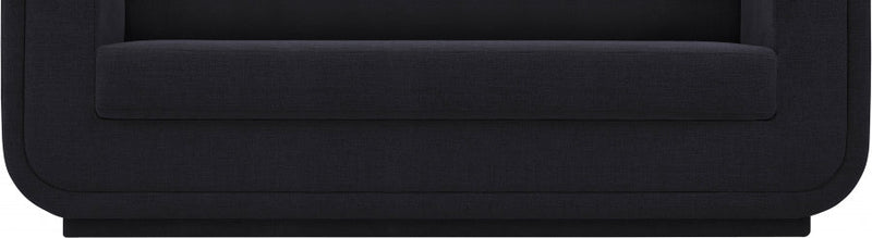 Kimora 64.5" Linen Textured Fabric Upholstered Loveseat in Black - 151Black-L