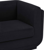 Kimora 64.5" Linen Textured Fabric Upholstered Loveseat in Black - 151Black-L