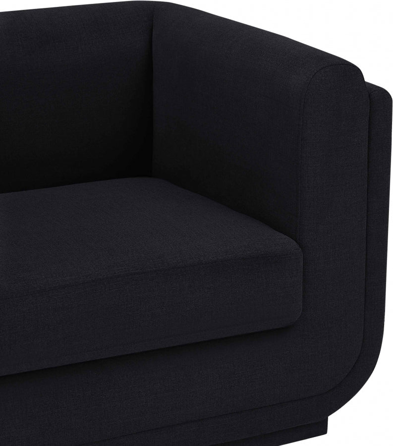 Kimora 64.5" Linen Textured Fabric Upholstered Loveseat in Black - 151Black-L