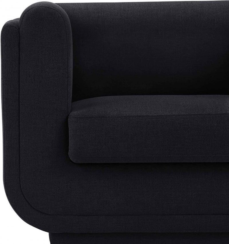 Kimora 64.5" Linen Textured Fabric Upholstered Loveseat in Black - 151Black-L