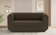 Kimora 64.5" Linen Textured Fabric Upholstered Loveseat in Brown - 151Brown-L