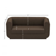 Kimora 64.5" Linen Textured Fabric Upholstered Loveseat in Brown - 151Brown-L