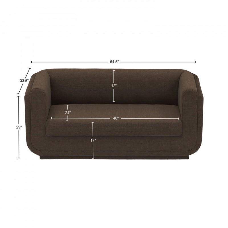 Kimora 64.5" Linen Textured Fabric Upholstered Loveseat in Brown - 151Brown-L
