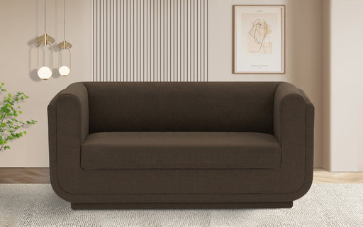 Kimora 64.5" Linen Textured Fabric Upholstered Loveseat in Brown - 151Brown-L