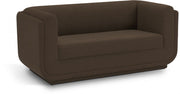 Kimora 64.5" Linen Textured Fabric Upholstered Loveseat in Brown - 151Brown-L