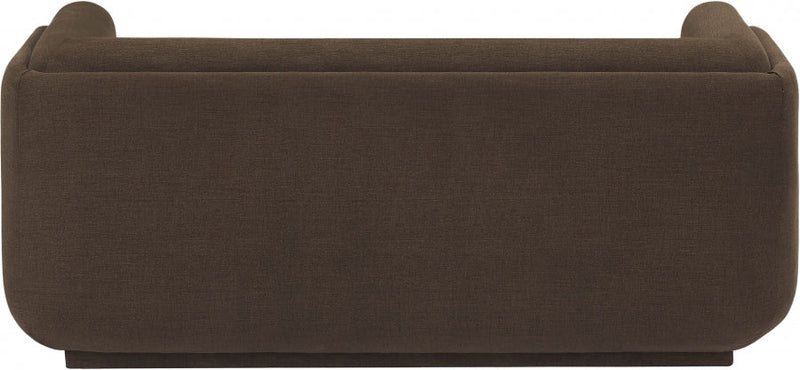 Kimora 64.5" Linen Textured Fabric Upholstered Loveseat in Brown - 151Brown-L
