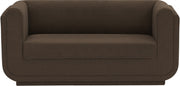 Kimora 64.5" Linen Textured Fabric Upholstered Loveseat in Brown - 151Brown-L