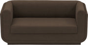 Kimora 64.5" Linen Textured Fabric Upholstered Loveseat in Brown - 151Brown-L