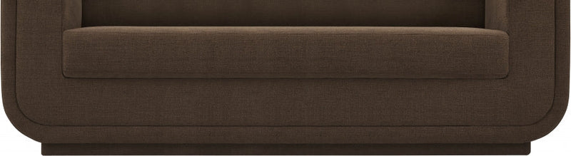 Kimora 64.5" Linen Textured Fabric Upholstered Loveseat in Brown - 151Brown-L