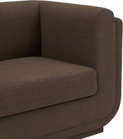 Kimora 64.5" Linen Textured Fabric Upholstered Loveseat in Brown - 151Brown-L