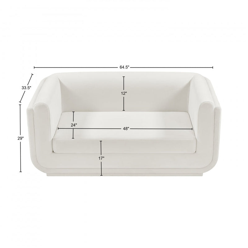 Kimora 64.5" Linen Textured Fabric Upholstered Loveseat in Cream - 151Cream-L