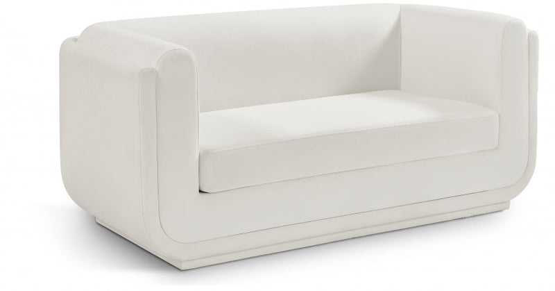 Kimora 64.5" Linen Textured Fabric Upholstered Loveseat in Cream - 151Cream-L