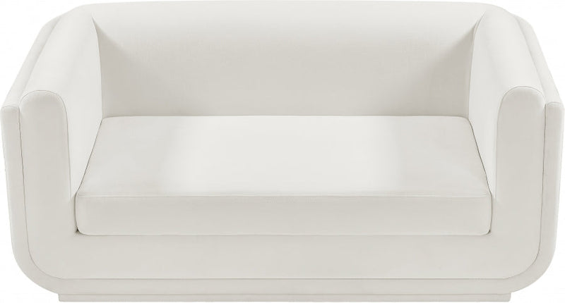 Kimora 64.5" Linen Textured Fabric Upholstered Loveseat in Cream - 151Cream-L