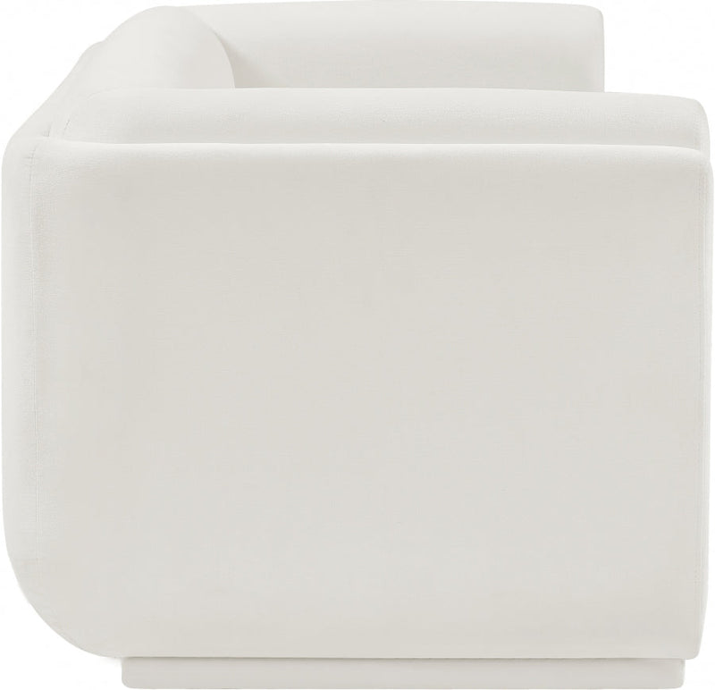 Kimora 64.5" Linen Textured Fabric Upholstered Loveseat in Cream - 151Cream-L
