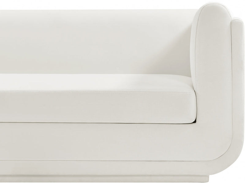 Kimora 64.5" Linen Textured Fabric Upholstered Loveseat in Cream - 151Cream-L