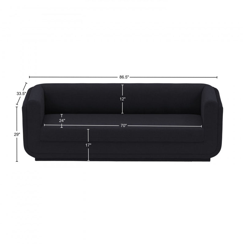Kimora 86.5" Linen Textured Fabric Upholstered Sofa in Black - 151Black-S