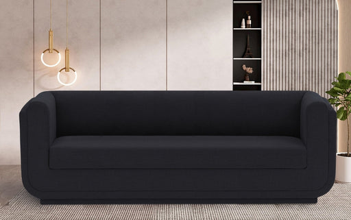 Kimora 86.5" Linen Textured Fabric Upholstered Sofa in Black - 151Black-S