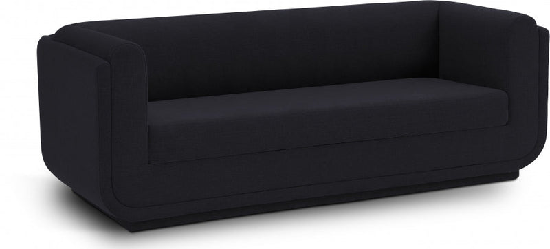 Kimora 86.5" Linen Textured Fabric Upholstered Sofa in Black - 151Black-S