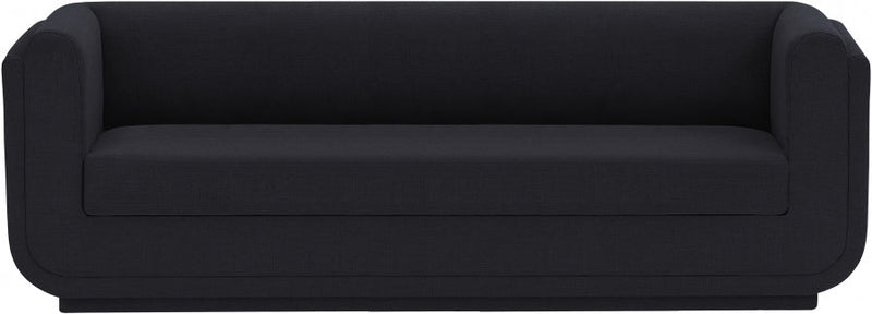 Kimora 86.5" Linen Textured Fabric Upholstered Sofa in Black - 151Black-S