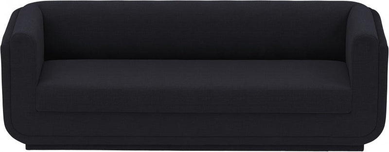 Kimora 86.5" Linen Textured Fabric Upholstered Sofa in Black - 151Black-S