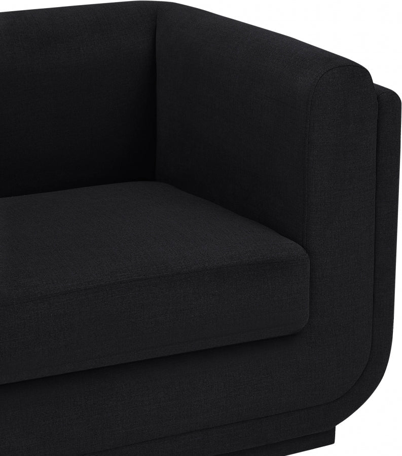 Kimora 86.5" Linen Textured Fabric Upholstered Sofa in Black - 151Black-S
