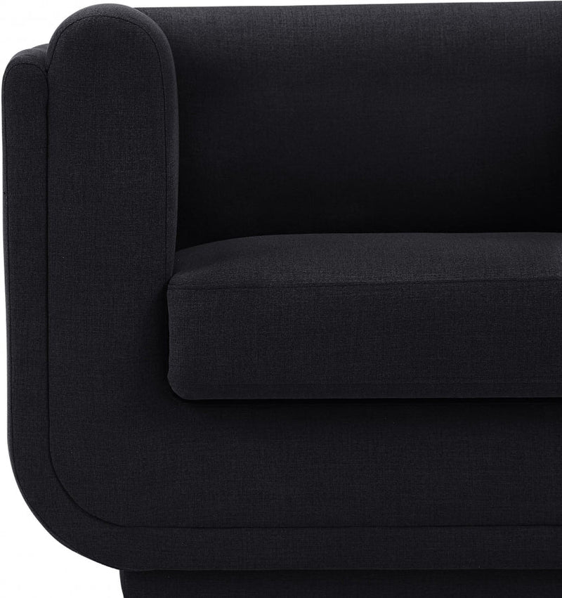 Kimora 86.5" Linen Textured Fabric Upholstered Sofa in Black - 151Black-S