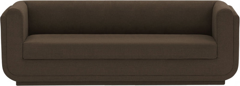 Kimora 86.5" Linen Textured Fabric Upholstered Sofa in Brown - 151Brown-S