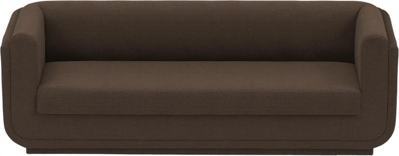 Kimora 86.5" Linen Textured Fabric Upholstered Sofa in Brown - 151Brown-S