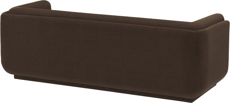 Kimora 86.5" Linen Textured Fabric Upholstered Sofa in Brown - 151Brown-S