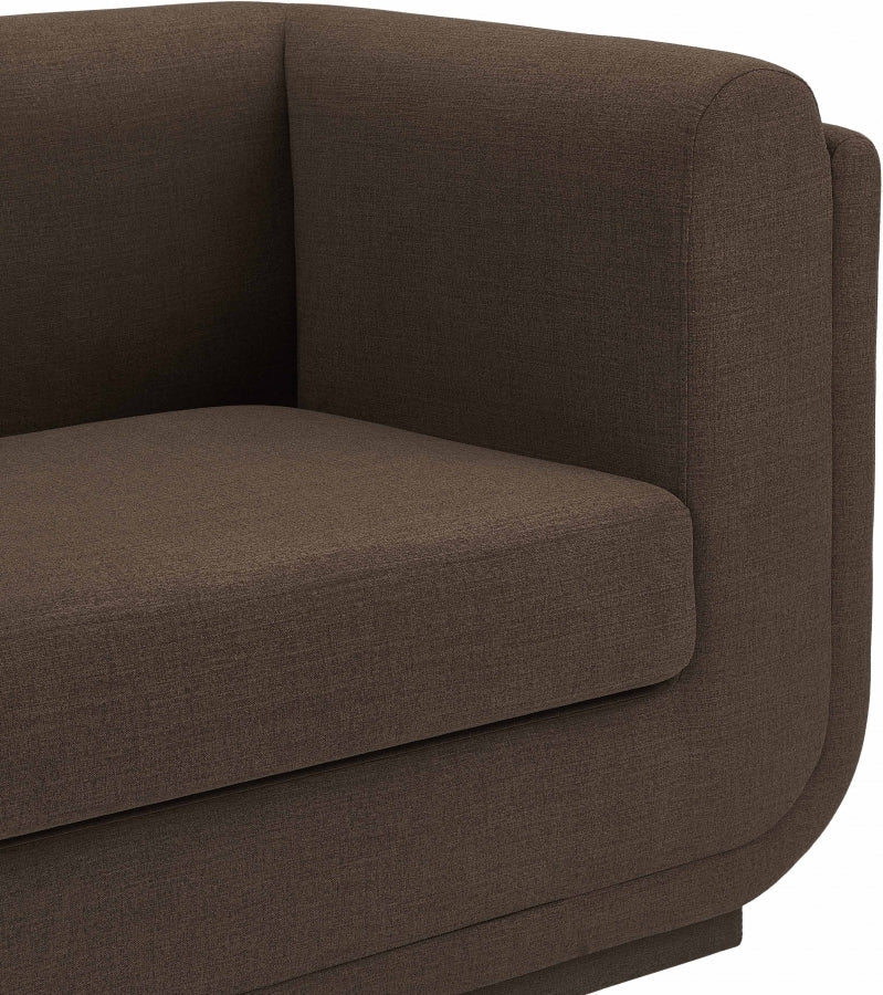 Kimora 86.5" Linen Textured Fabric Upholstered Sofa in Brown - 151Brown-S