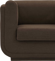 Kimora 86.5" Linen Textured Fabric Upholstered Sofa in Brown - 151Brown-S